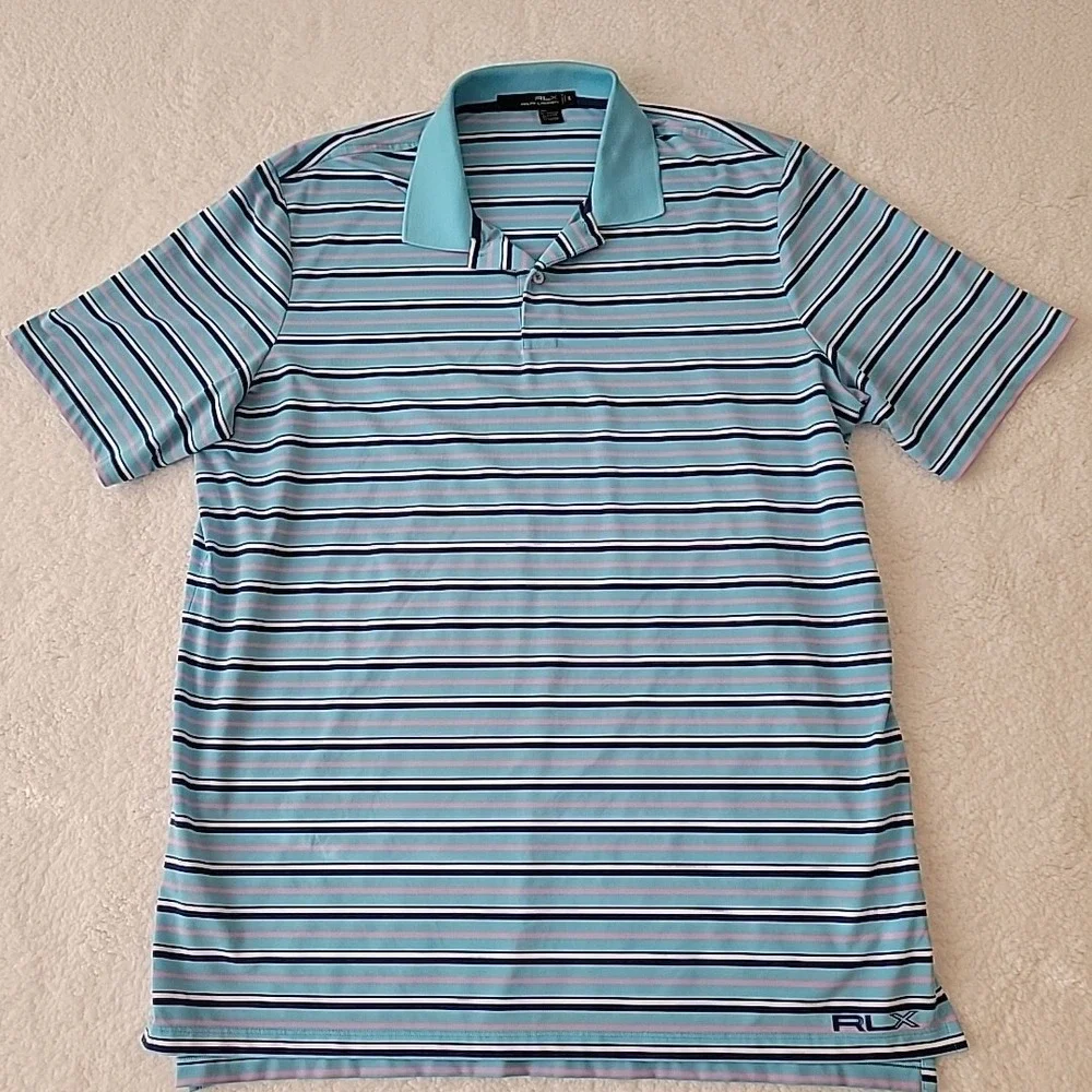 Ralph Lauren‎ RLX Golf Polo Striped Blue And Pink Size XL